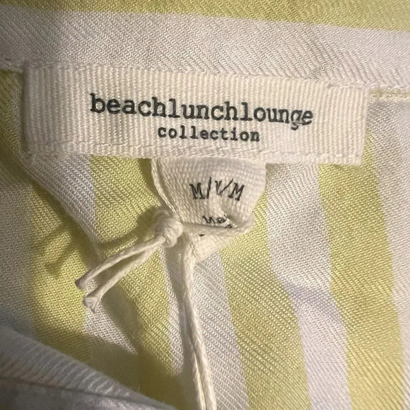 Beach Lunch Lounge Women’s Yellow Striped long sleeve Stretch Waistband Size M - Picture 11 of 13